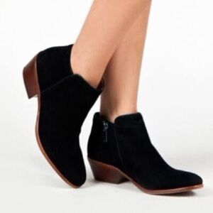 Sam Edelman Petty Ankle Booties Suede Leather Chelsea Boots Black Sz 7.5W (wide)